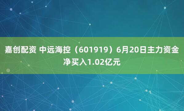 嘉创配资 中远海控（601919）6月20日主力资金净买入1.02亿元
