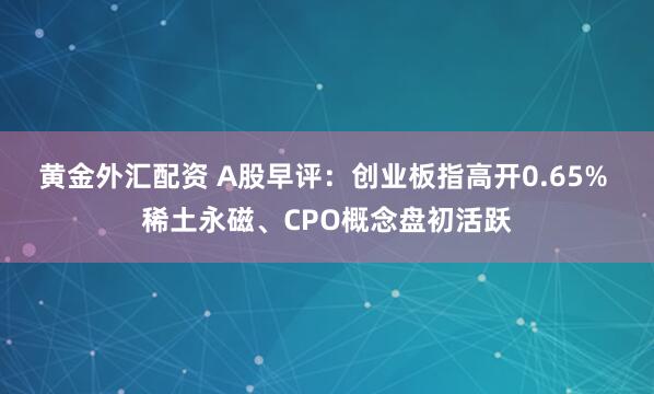 黄金外汇配资 A股早评：创业板指高开0.65% 稀土永磁、CPO概念盘初活跃